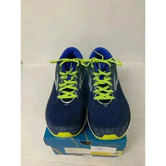 -646 Brooks Ghost 11, Blue/Yellow, Running Shoes-US 12 Mens