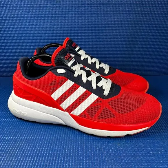 🔴 ADIDAS CLOUDFOAM FLOW Men`s Size 10 Red Blue Athletic Running Shoes AQ1316