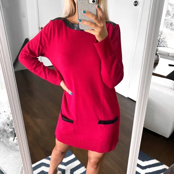 ❤️ EIGHT EIGHT EIGHT CARMINE DARK RED KNIT DRESS!