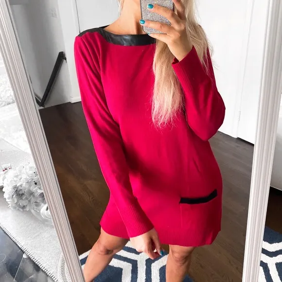 ❤️ EIGHT EIGHT EIGHT CARMINE DARK RED KNIT DRESS!