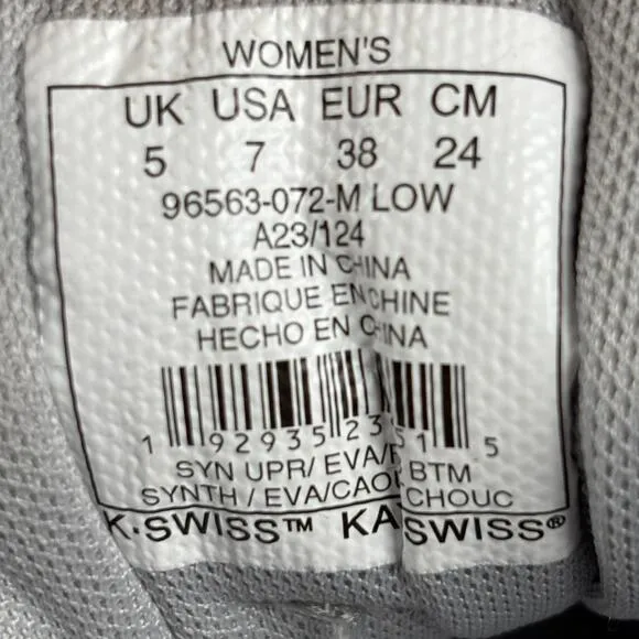 🔴 KSWISS EXPRESS LIGHT Women`s Size 7 Grey White Pickleball Shoes 96563-072-M