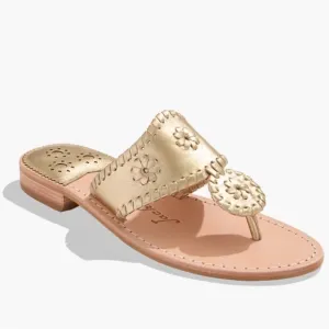 10.5 🔖 JACK ROGERS Women's Jacks Slip-On Flat Sandals Platinum Gold-