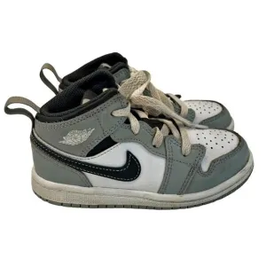 2021 Nike Air Jordan 1 Mid Light Smoke Grey White (640735-078) Toddler Size 9C