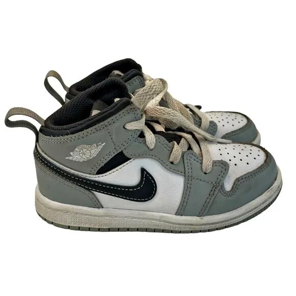 2021 Nike Air Jordan 1 Mid Light Smoke Grey White (640735-078) Toddler Size 9C