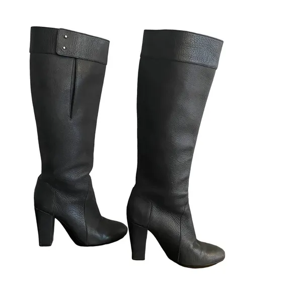 3.1 Phillip Lim Moss Tall Black Knee High Heeled Boots SZ 37