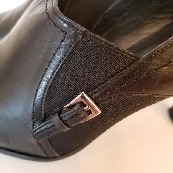 #4054 Stuart Weitzman Black Leather Global 3&quot; Hells Elegant Day-to-Night shoes 7