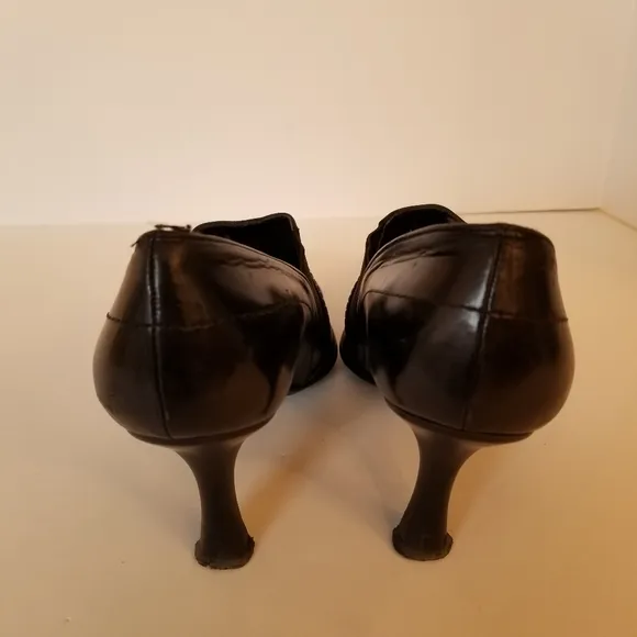 #4054 Stuart Weitzman Black Leather Global 3&quot; Hells Elegant Day-to-Night shoes 7