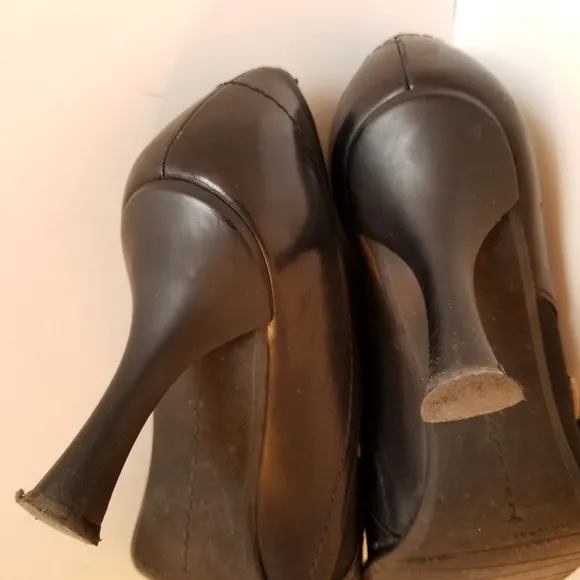 #4054 Stuart Weitzman Black Leather Global 3&quot; Hells Elegant Day-to-Night shoes 7