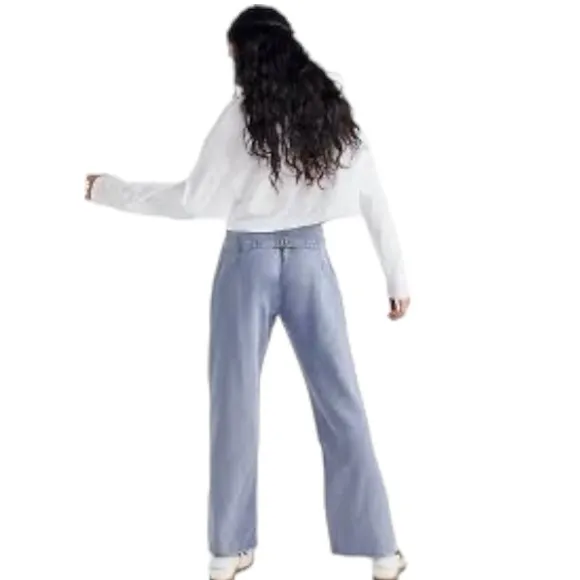 #41 SANDRINE ROSE by Free People French Worker Wide Leg Size 31 Light Wash Jeans