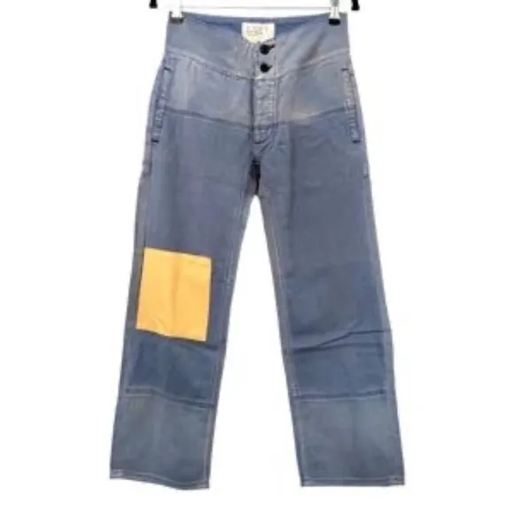 #41 SANDRINE ROSE by Free People French Worker Wide Leg Size 31 Light Wash Jeans