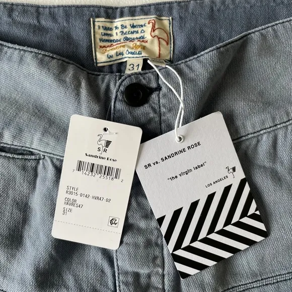 #41 SANDRINE ROSE by Free People French Worker Wide Leg Size 31 Light Wash Jeans