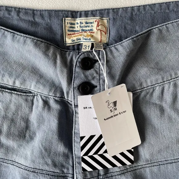 #41 SANDRINE ROSE by Free People French Worker Wide Leg Size 31 Light Wash Jeans