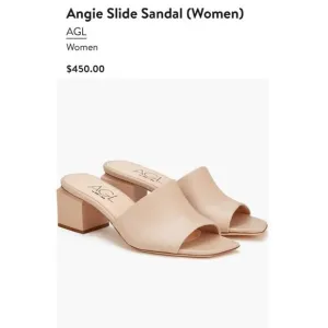 $450 Agl Women's Angie Open Toe Pump Sandals Cream Leather Slip On 37 6