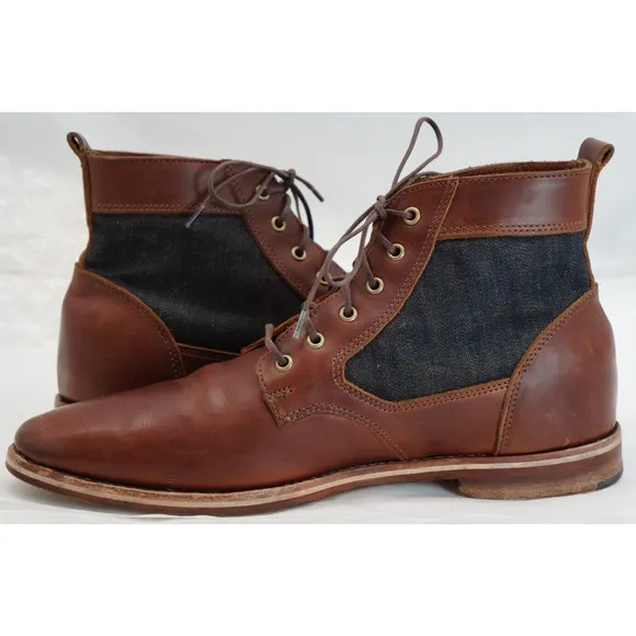 $499.00 HELM Boots Men's Lace-up Leather Brown MADE IN USA - Size 10
