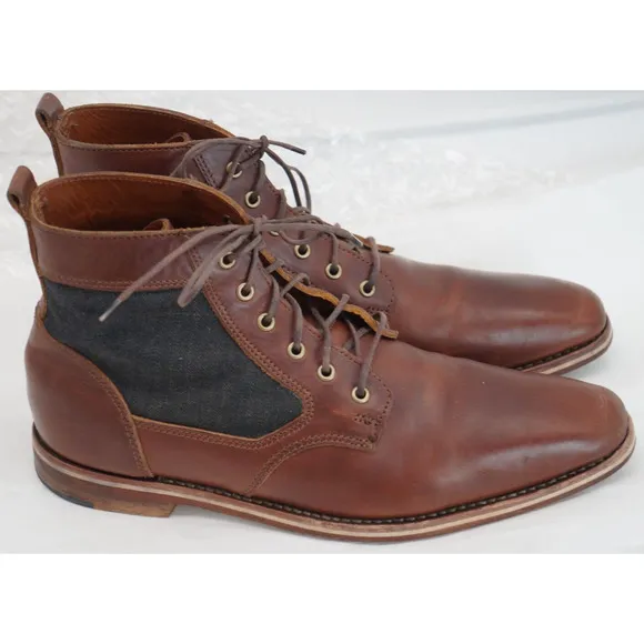 $499.00 HELM Boots Men's Lace-up Leather Brown MADE IN USA - Size 10