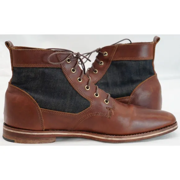 $499.00 HELM Boots Men's Lace-up Leather Brown MADE IN USA - Size 10