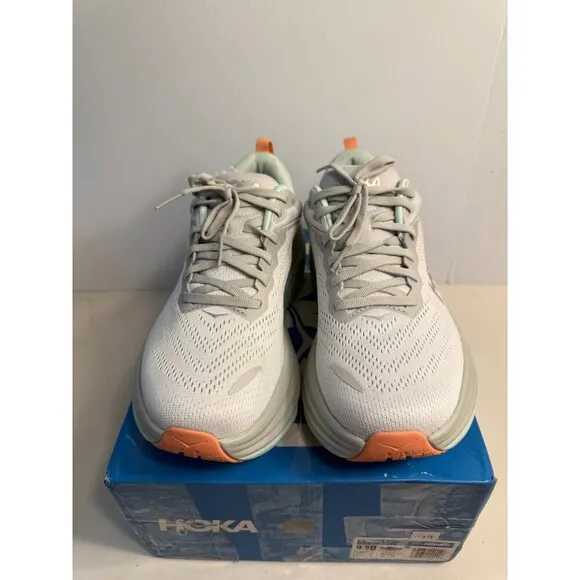 .5098 Hoka Bondi 8, Grey, Womens Running Shoes-US 9.5 Womens
