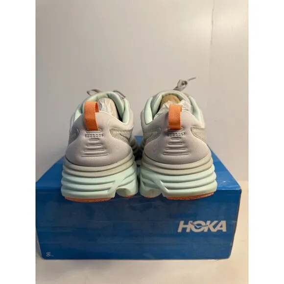 .5098 Hoka Bondi 8, Grey, Womens Running Shoes-US 9.5 Womens