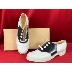 6.5 B NOS New 40s 50s Black White Saddle Shoes Oxford Sock Hop Swing Lindy