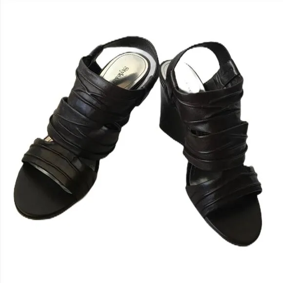 A8). Style &amp; Co Open Toes Wedges Dark Chocolate 5.5M