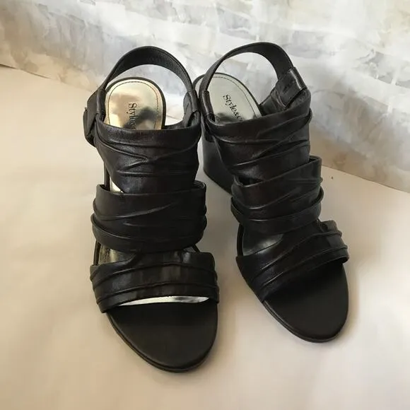 A8). Style &amp; Co Open Toes Wedges Dark Chocolate 5.5M