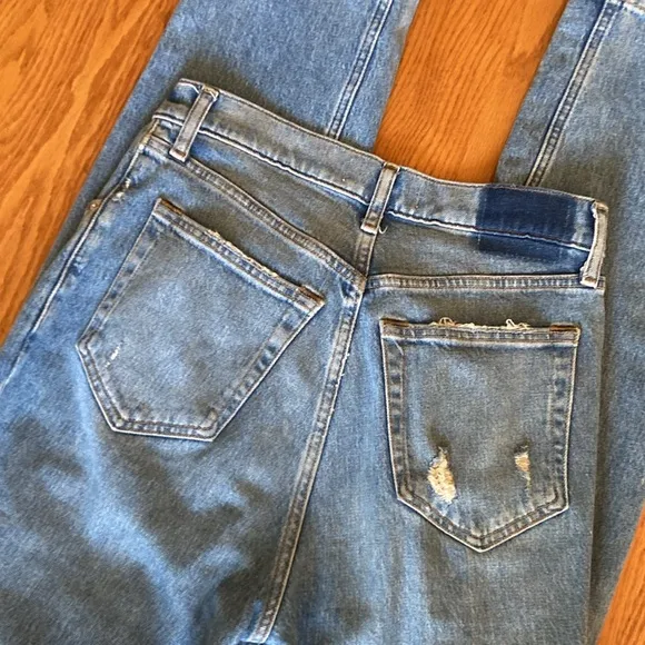 Abercrombie &amp; Fitch 90s Ultra High Rise Straight Jeans Criss Cross Buttons
