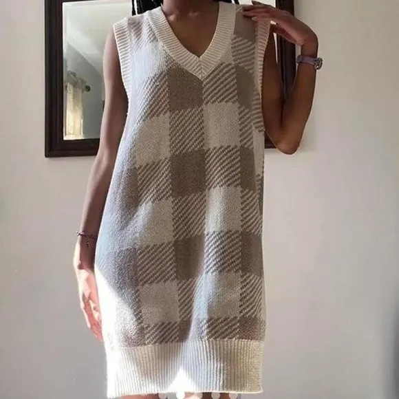 Abercrombie &amp; Fitch Sweater Vest Mini Dress Check