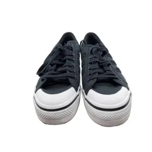 Addidas Womens NIZZA Sneakers Casual Shoes Lace-Up Low Top Black/White Size 9