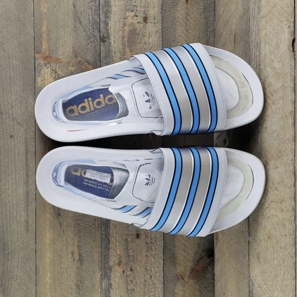 adidas adilette Premium Men's Slides Sandals Grey/Blue/Red