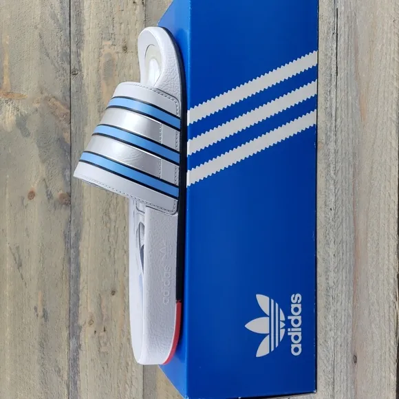 adidas adilette Premium Men's Slides Sandals Grey/Blue/Red