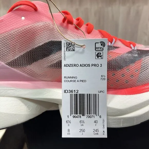 adidas Adizero Adios Pro 3 Women's Running Shoes Size 8 Run Sneakers ID3612