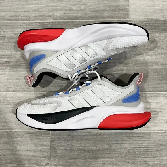 Adidas AlphaBounce   White Silver Red Blue Running Shoes HP6139 Men Size‎ 10 NEW