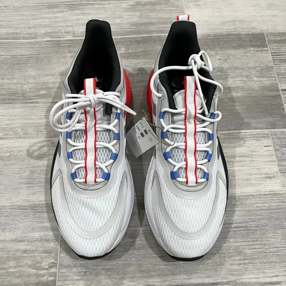 Adidas AlphaBounce   White Silver Red Blue Running Shoes HP6139 Men Size‎ 10 NEW