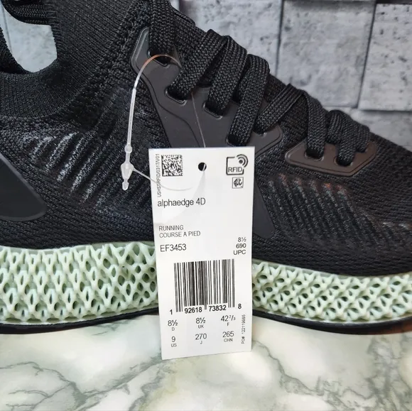 Adidas Alphaedge 4D Running shoes Core Black Carbón Size 9