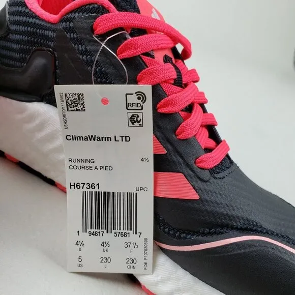 Adidas Boost ClimaWarm LTD Running Shoes Black Pink Sneakers Boys 5, H67361 NEW