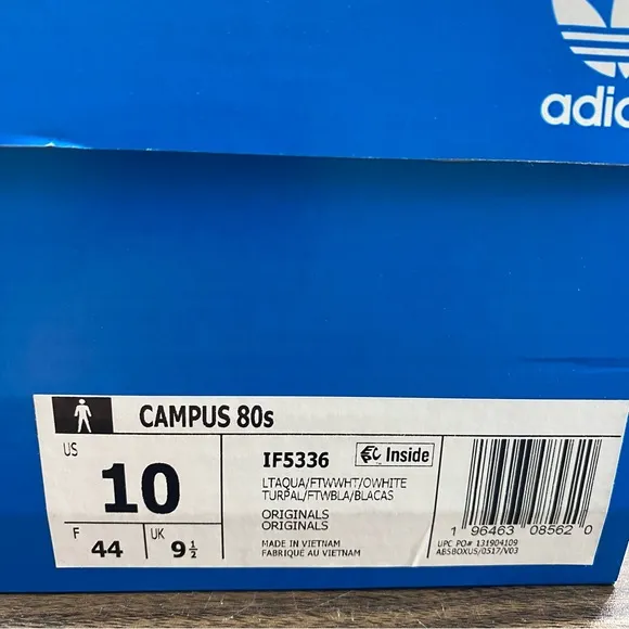 adidas CAMPUS 80S Light Aqua Cloud White Off White Shoes IF5336 Men’s Sz 12