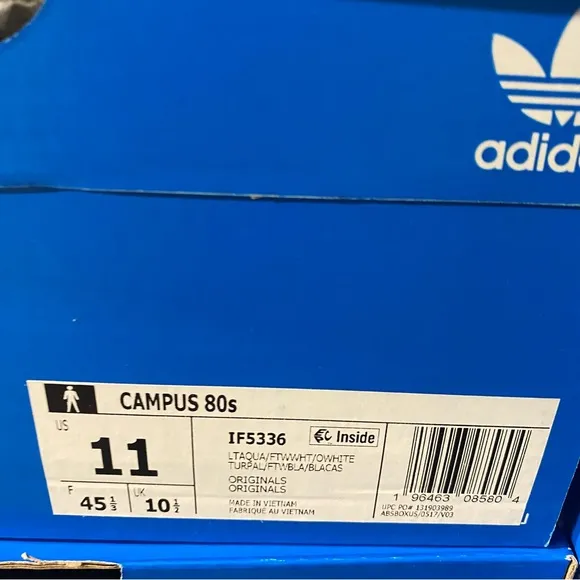 adidas CAMPUS 80S Light Aqua Cloud White Off White Shoes IF5336 Men’s Sz 12