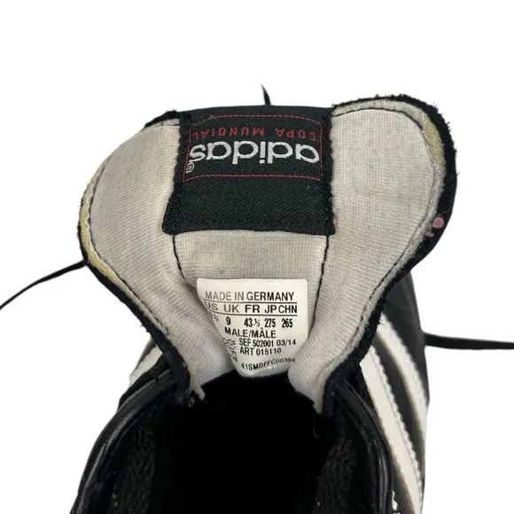 Adidas Copa Mundial Soccer Cleats Men US 9.5 Black Leather Shoes Germany 015110
