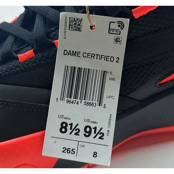 Adidas Dame Certified 2 Low Mens 8.5 Black Red Basketball Shoes Lillard IE7791