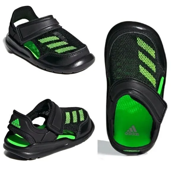 ADIDAS FortaSwim I Toddler Boys Swim Ready Sandals in Black &amp; Green