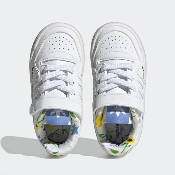Adidas Forum Low Save The Bees White Toddler Sneakers with Floral Design