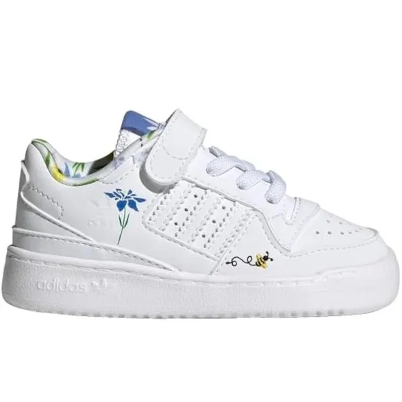 Adidas Forum Low Save The Bees White Toddler Sneakers with Floral Design