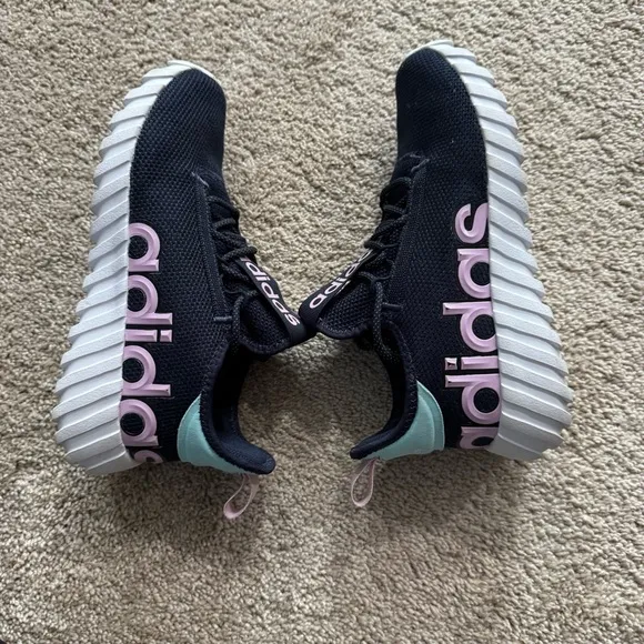 Adidas Kaptir 3.0 Sneaker Running Shoes Big Girls Size 4 Dark Navy Blue w/ Pink