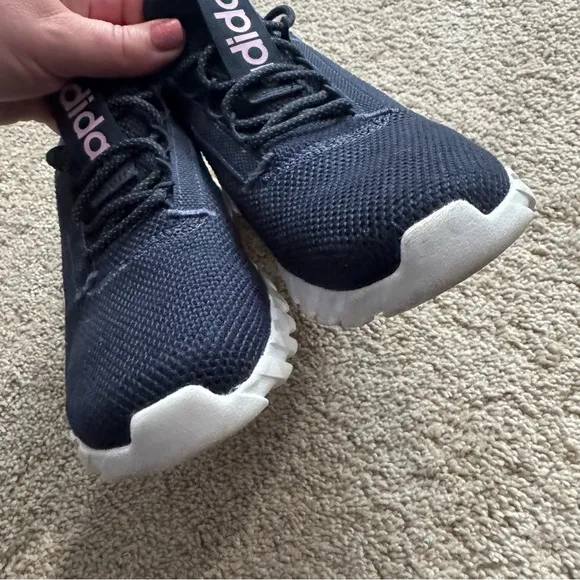 Adidas Kaptir 3.0 Sneaker Running Shoes Big Girls Size 4 Dark Navy Blue w/ Pink