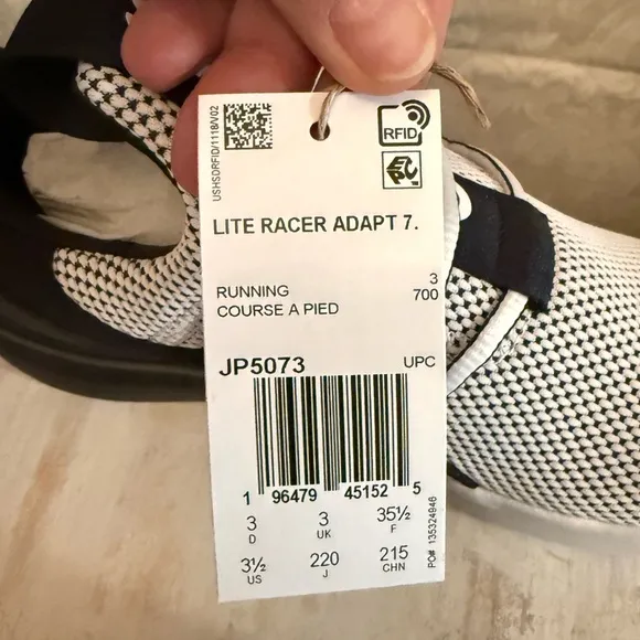 Adidas Lite Racer Adapt 7.0K Kids Sneaker - Size 3 1/2