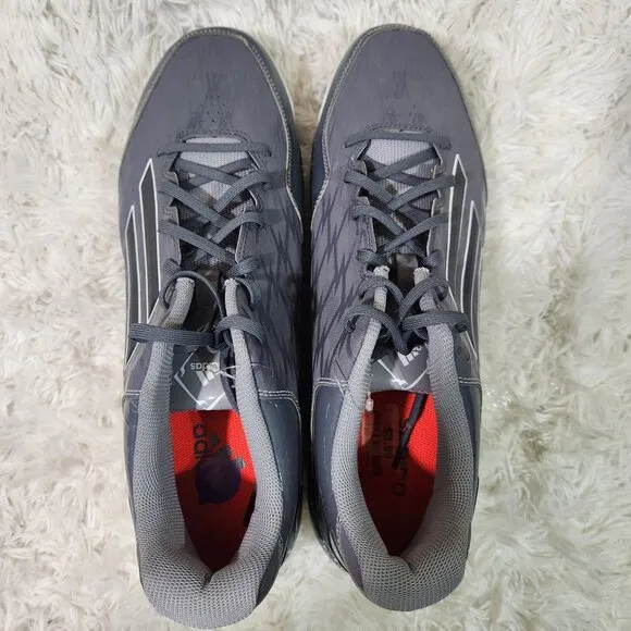 Adidas Men's Gray Athletic baseball Shoes Size 14 With White Stripes &amp; Speckled