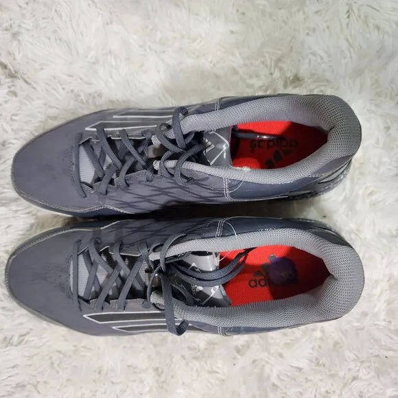 Adidas Men's Gray Athletic baseball Shoes Size 14 With White Stripes &amp; Speckled