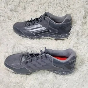 Adidas Men's Gray Athletic baseball Shoes Size 14 With White Stripes &amp; Speckled