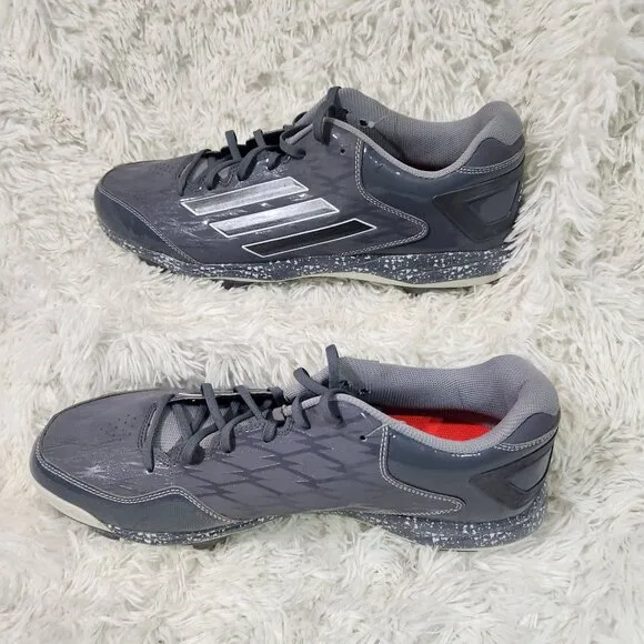 Adidas Men's Gray Athletic baseball Shoes Size 14 With White Stripes &amp; Speckled