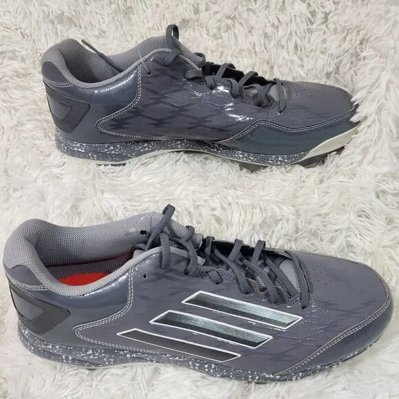 Adidas Men's Gray Athletic baseball Shoes Size 14 With White Stripes &amp; Speckled